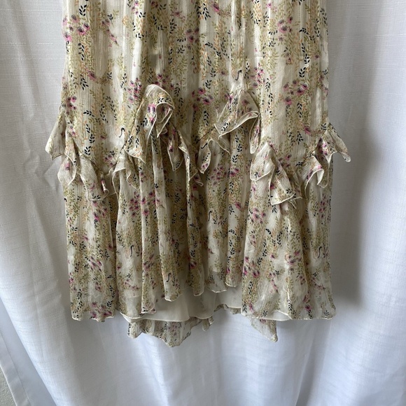 Anthropologie Anna Sui Dress Romantic Myotosis Midi Silk Cottagecore Ruffle Sz 4 - Picture 3 of 13